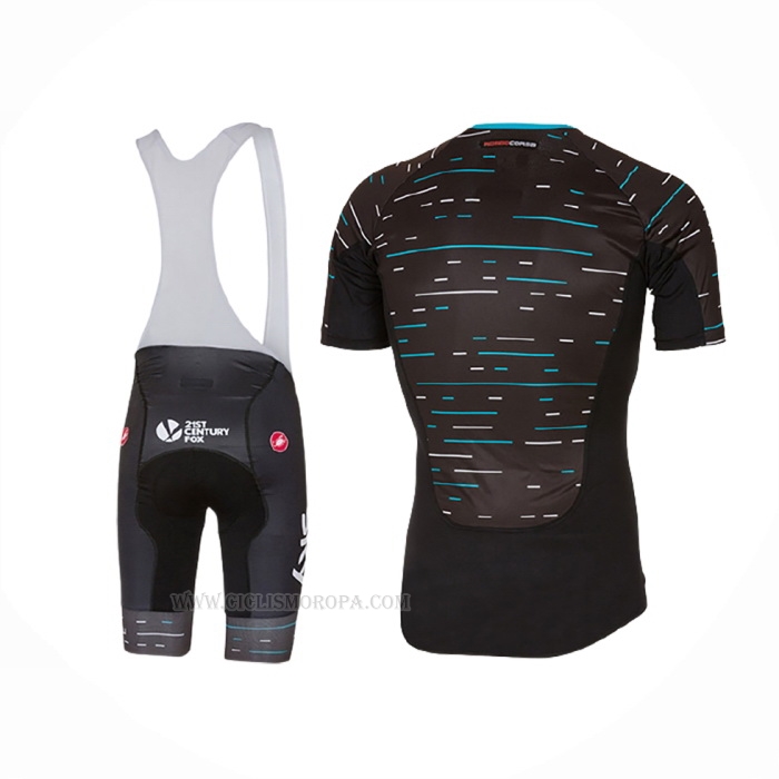 2017 Ropa Ciclismo Sky Negro Azul Claro Mangas Corta y Culotte Corto